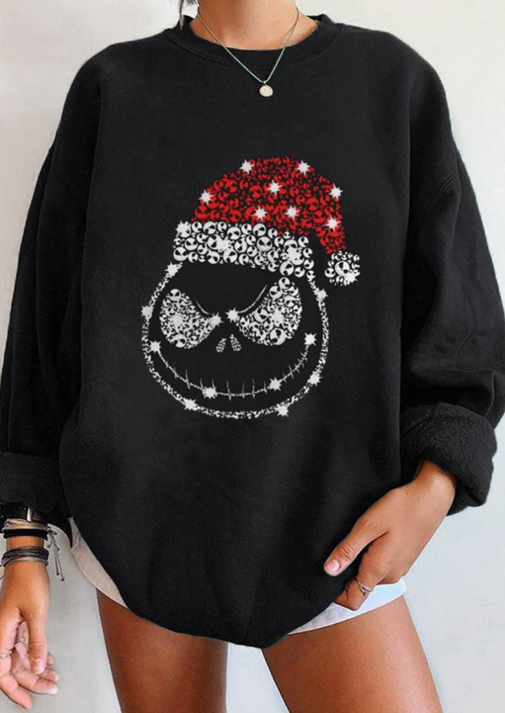 Sweat-Shirt Horreur Chapeau de Noël - Noir #1