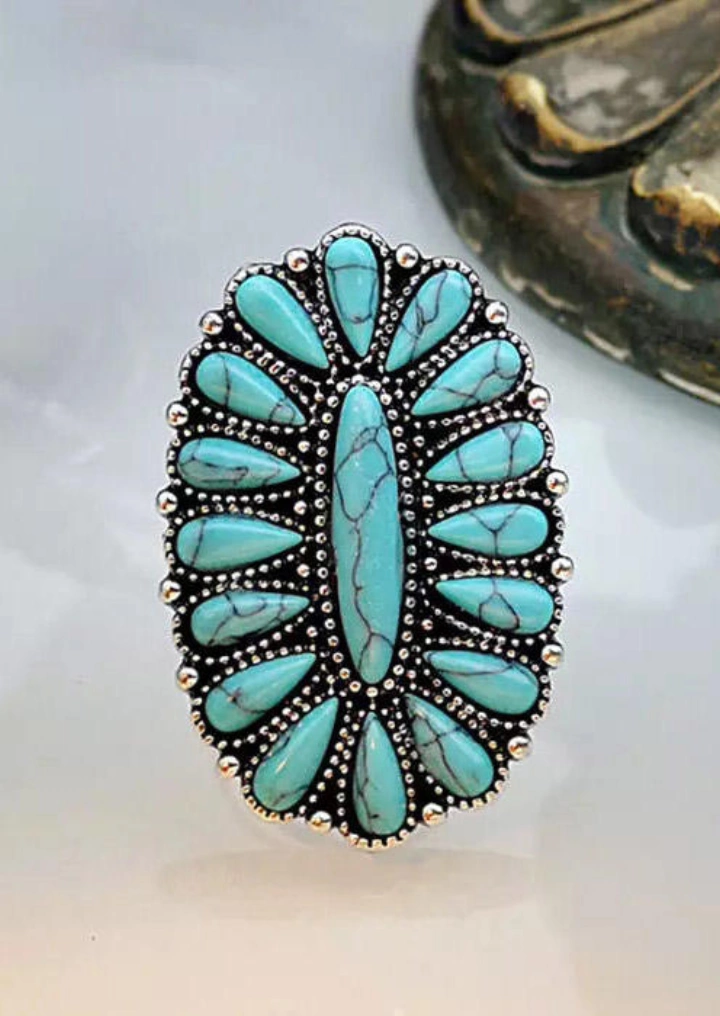 Vintage Bohemian Turquoise Ring #2