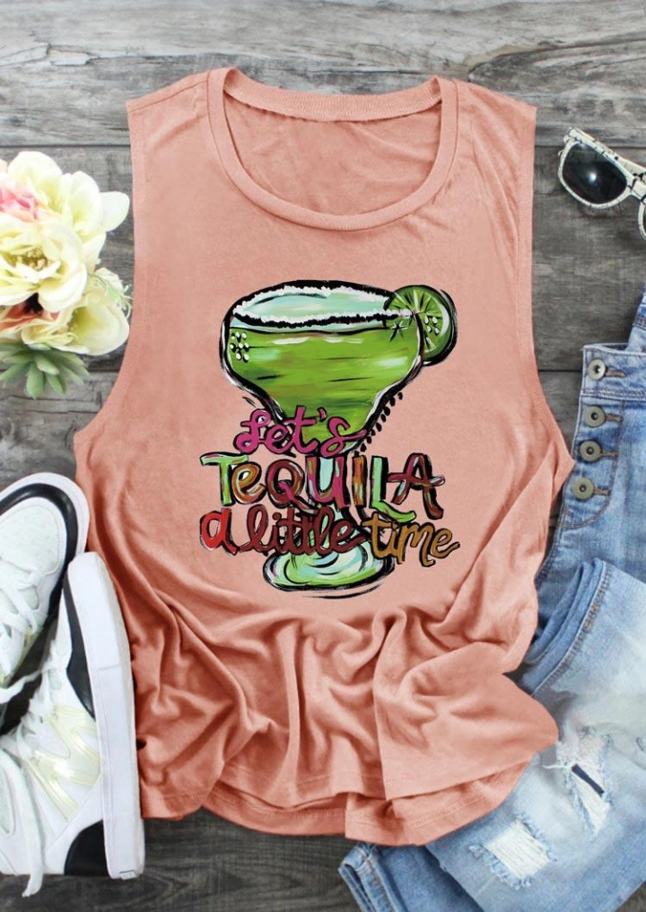 Let's Tequila A Little Time O-Neck Tank - Flesh #1