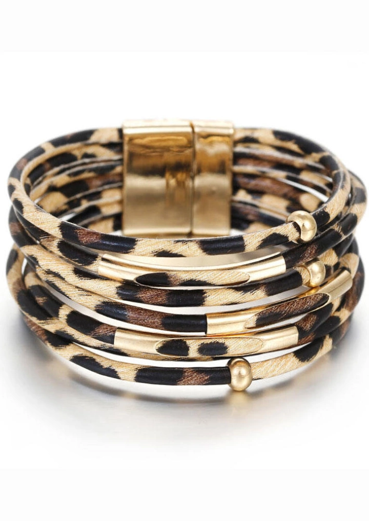 Leopard Printed Magnet Buckle Bracelet #4
