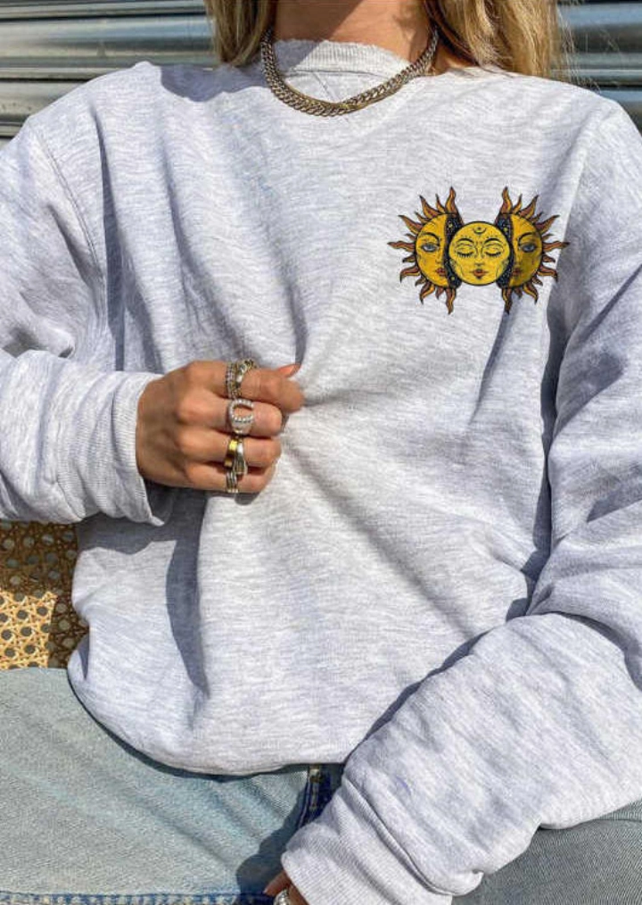Art Sun Sweatshirt Met Lange Mouwen-Grijs #1