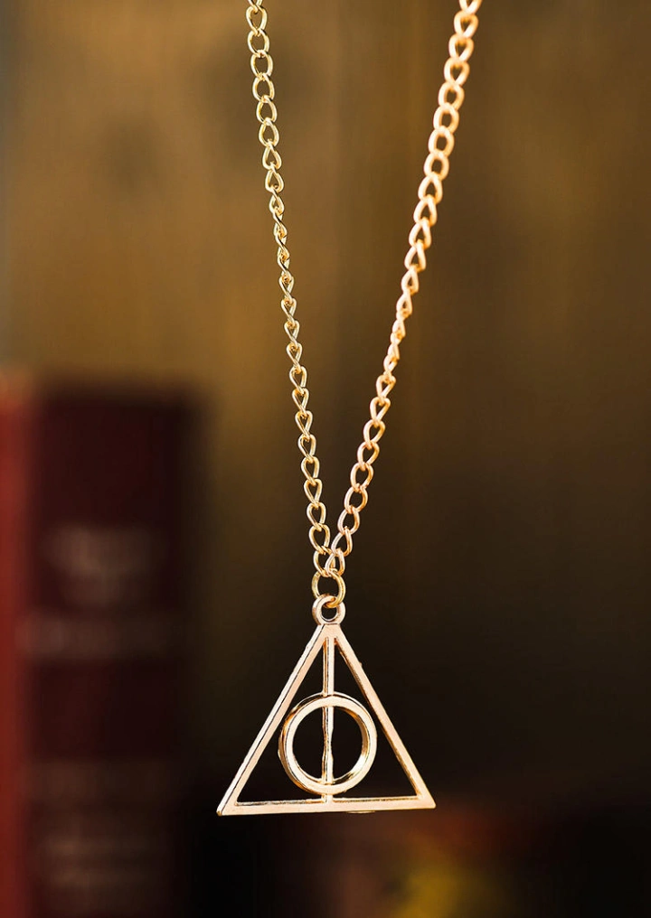 The Deathly Hallows Resurrection Stone Triangle Pendant Necklace #4